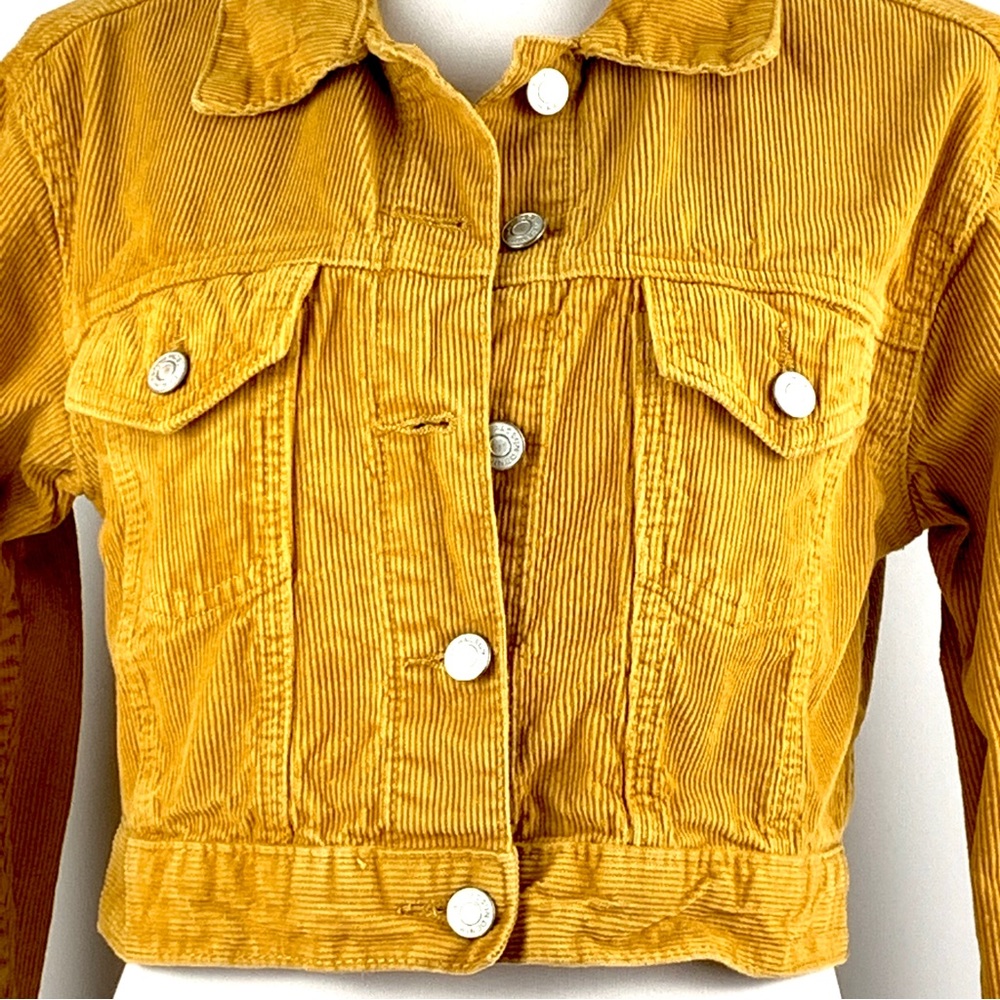 Pac Sun Los Angeles Gold Yellow Corduroy Cropped Long Sleeve Jacket size X-Small - Picture 8 of 15
